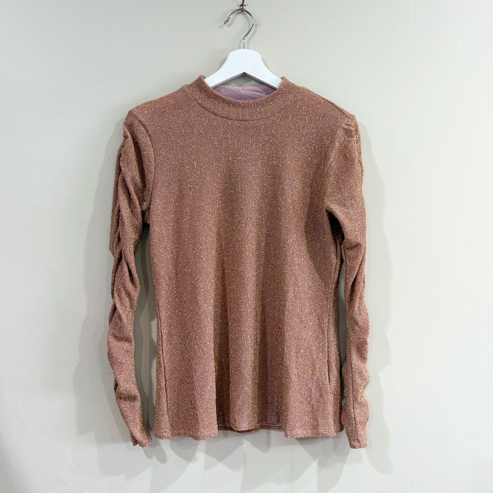 NWT C Wonder Christian Siriano Women M Pink Gold Shimmer Top Chic Party Y2K